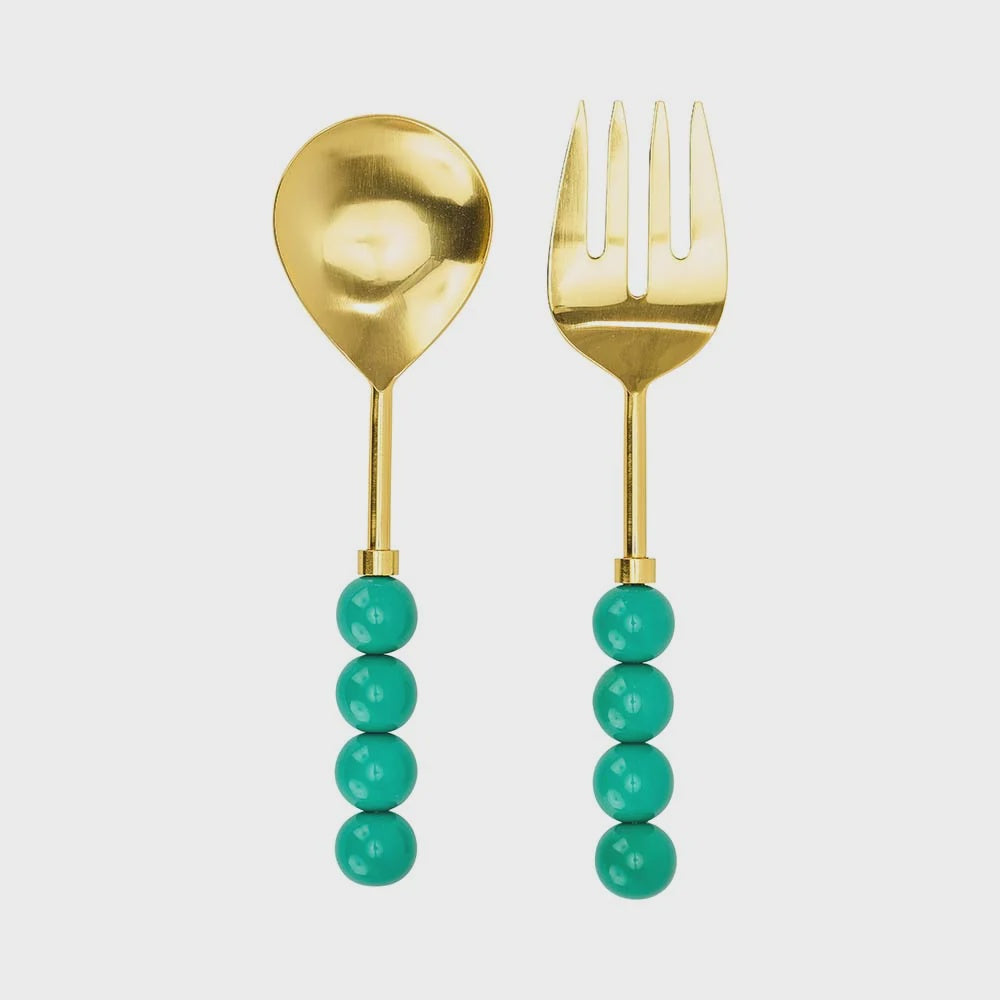 Orb Salad Servers - Emerald