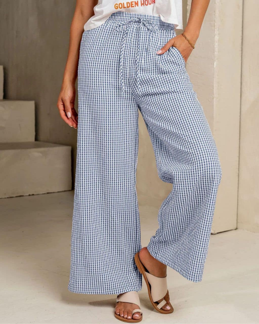 Gingham Pants - Blue