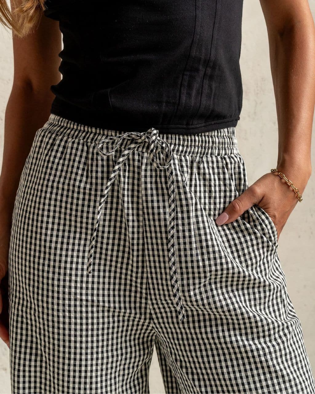 Gingham Pants - Black