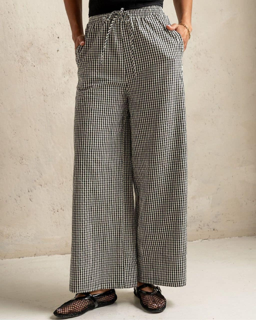 Gingham Pants - Black