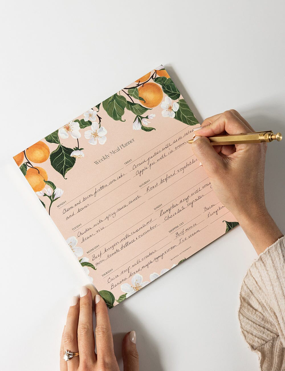 Meal Planner Fridge Notepad - Peaches