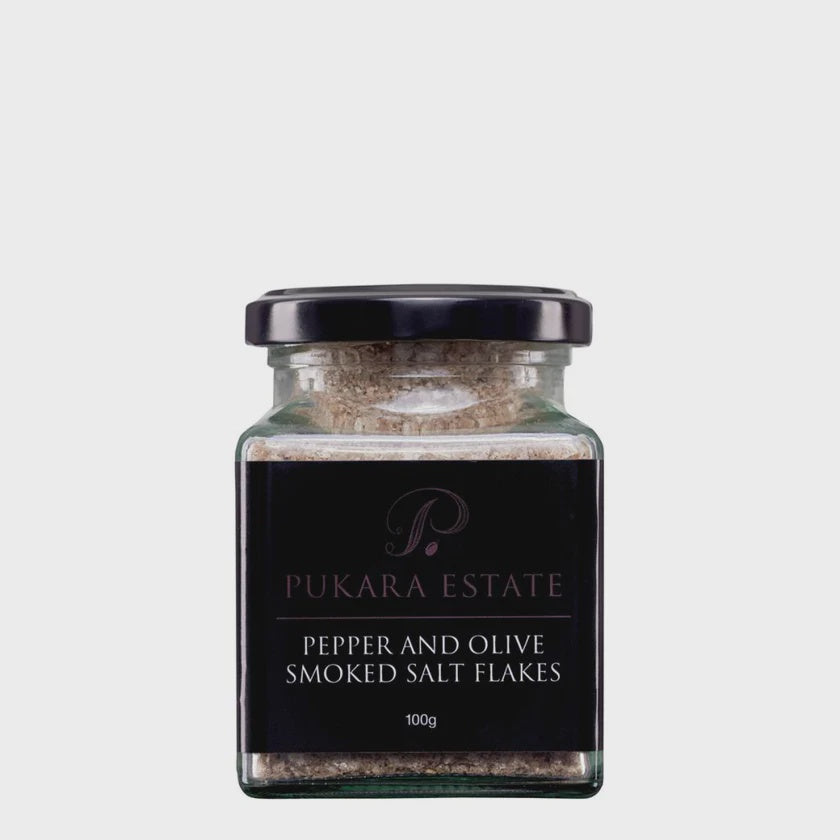 Pepper and Olive Smoked Salt Flakes