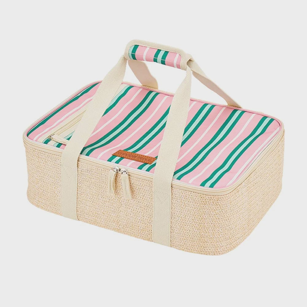 Picnic Make and Take Cooler Bag - Pink Green Stripe
