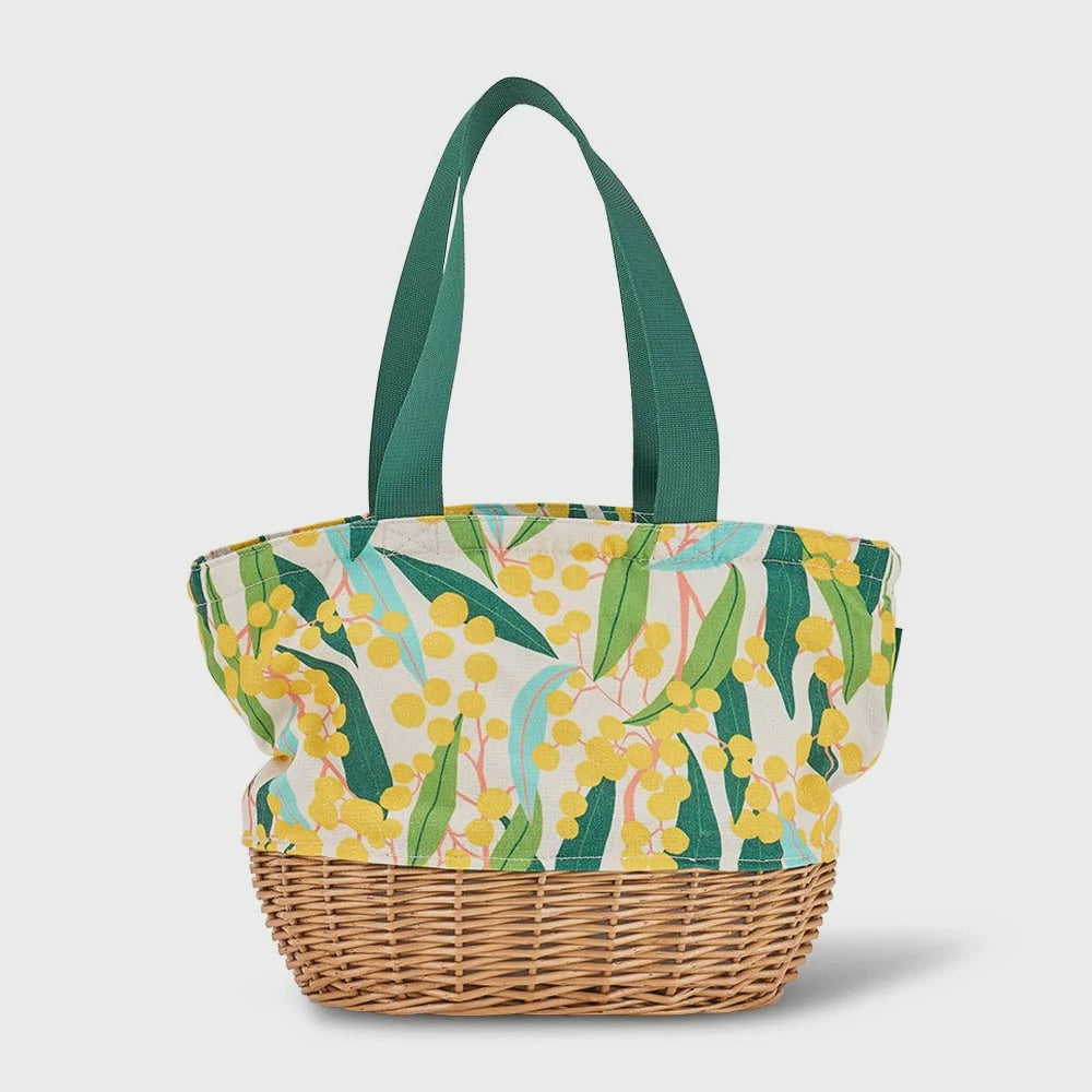 Wicker Picnic Lunch Bag - Golden Wattle