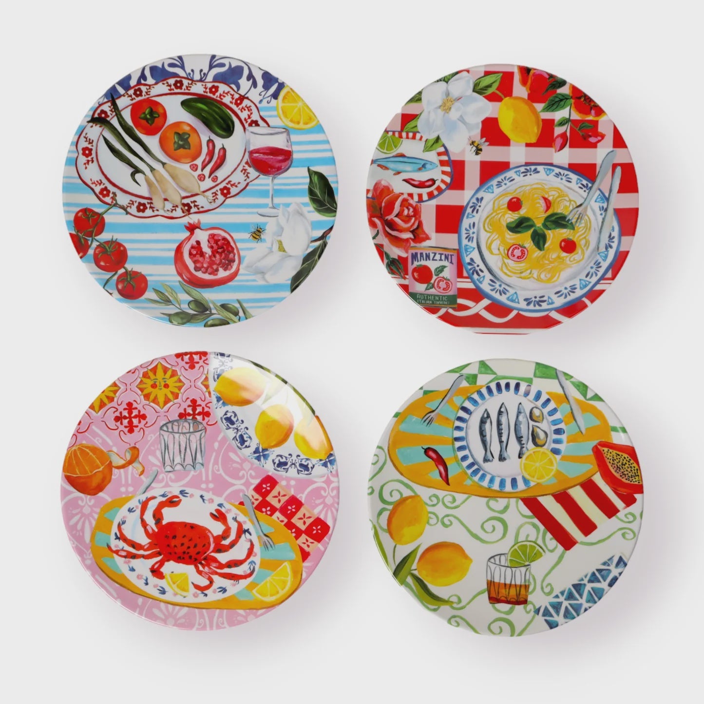 Italian Summer Melamine Plate Set of 4