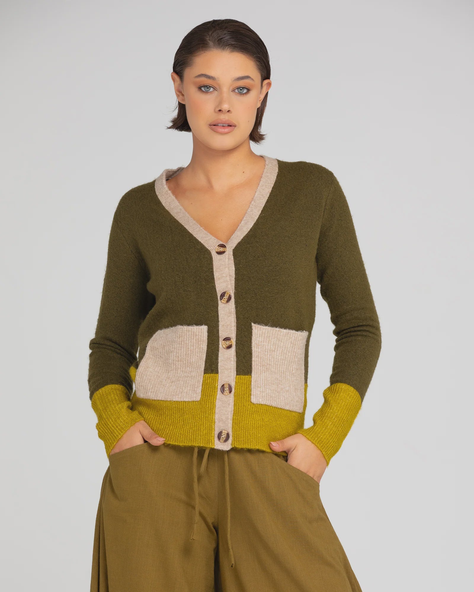 Poet Cardigan - Green/Yellow