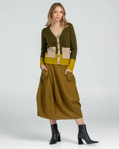 Poet Cardigan - Green/Yellow