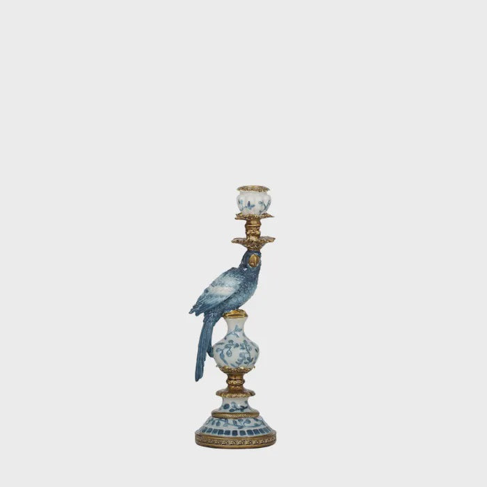 Polly Parrot Resin Candle Holder - Blue