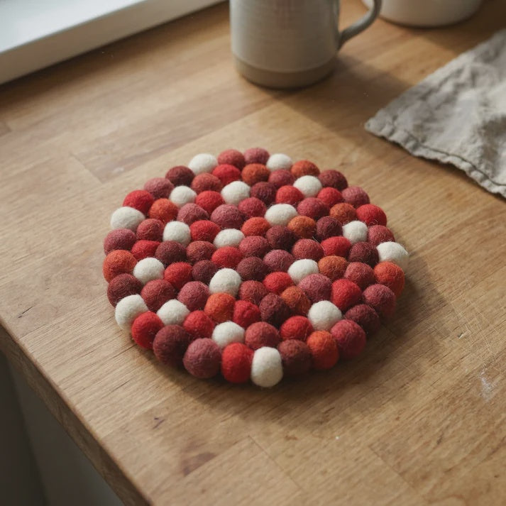 Wool Felt Trivet - Red Berry