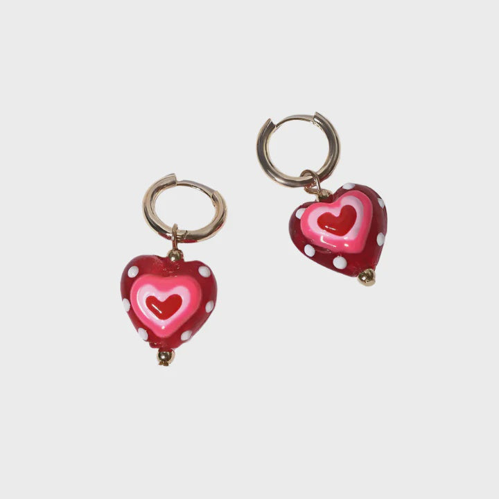 Red Love Heart Hoop Earrings