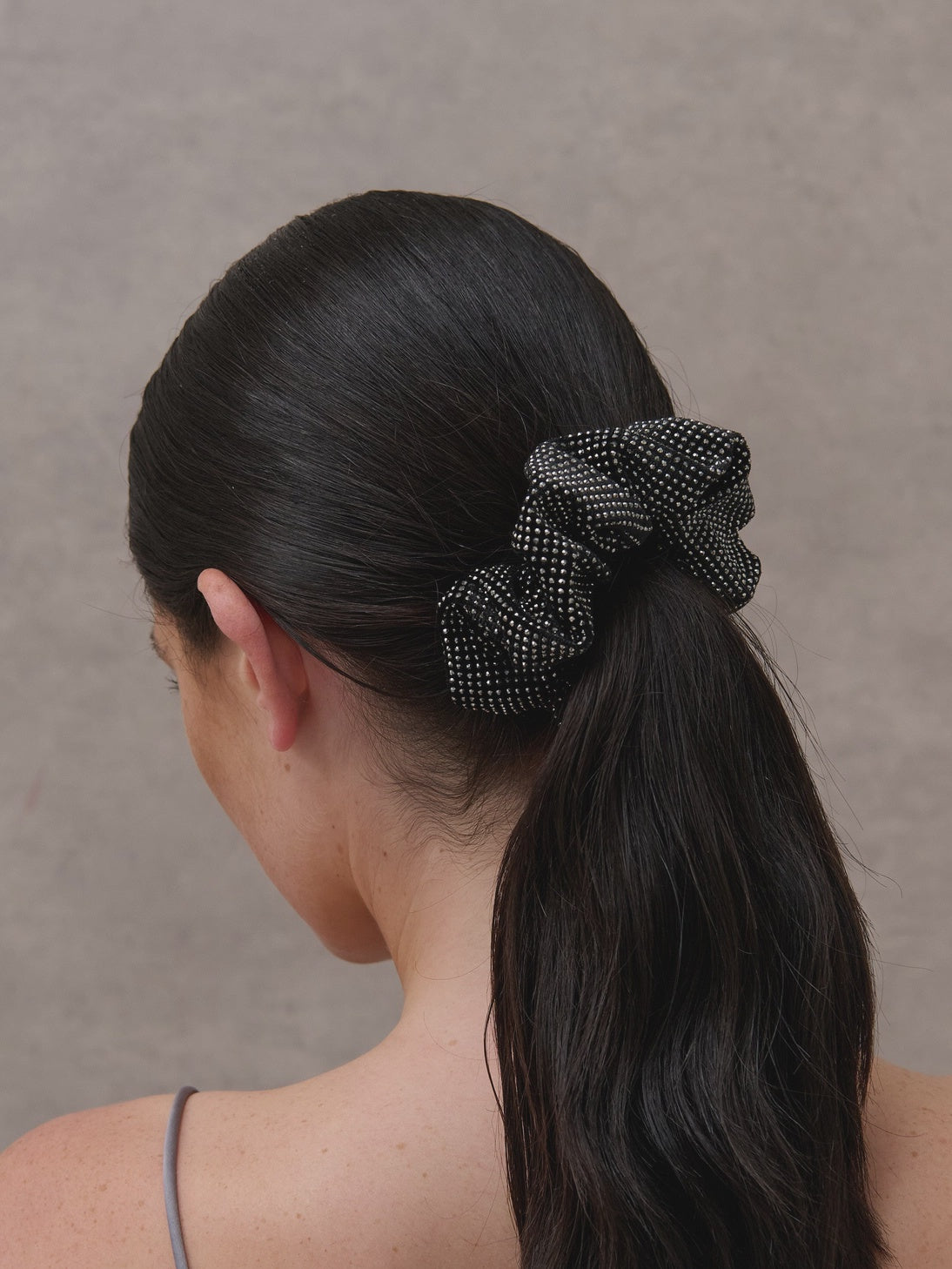 Rhinestone Statement Scrunchie in Black