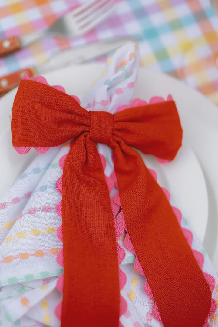 Ric Rac Pink and Red Bow Clip