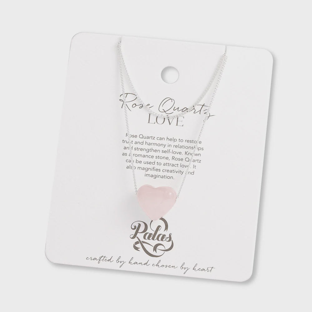 Rose Quartz ‘love’ heartstone necklace