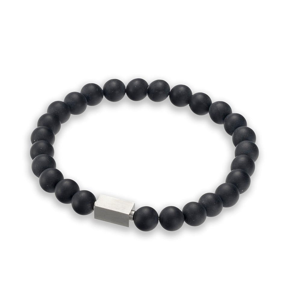 Blaze stainless steel men’s matte onyx bead bracelet