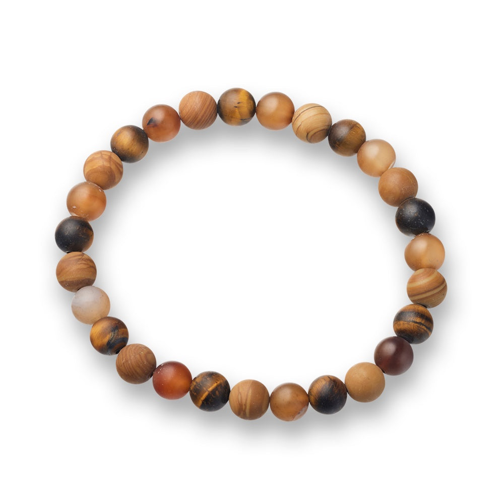 Blaze men’s natural stone bead bracelet with stainless steel feature