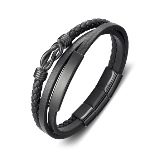 Blaze Stainless Steel Mens Bracelet with ID Plate &amp; Hook Cross Feature