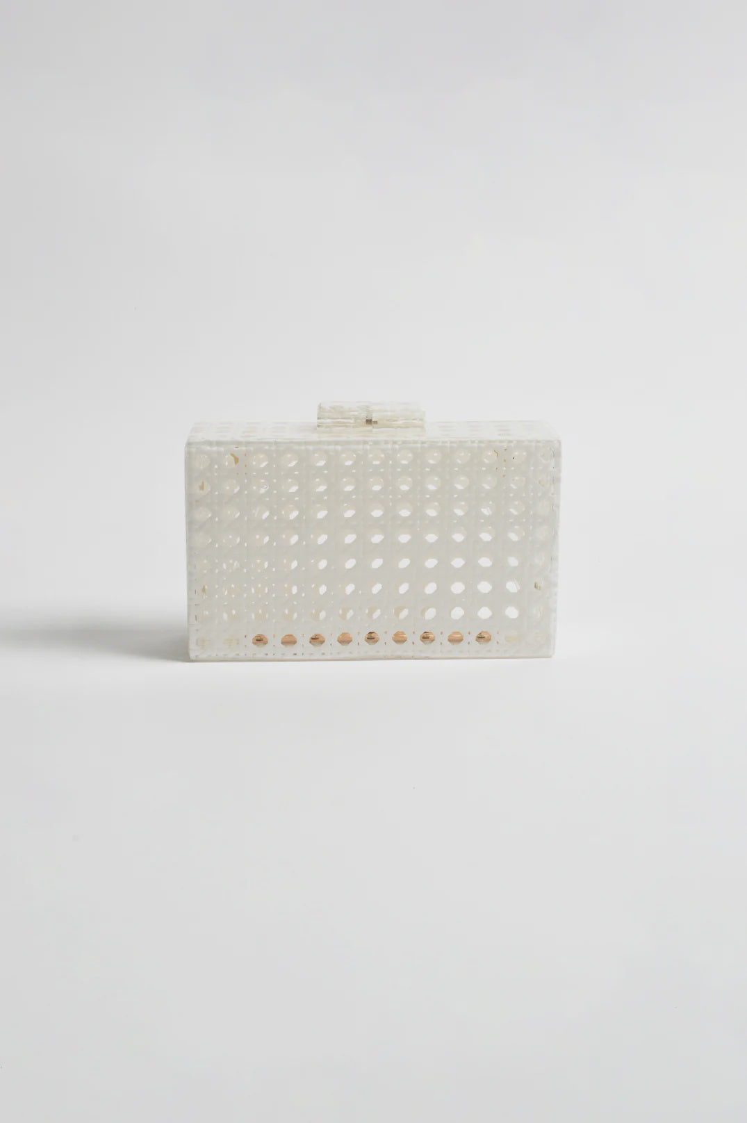 Sadie Picnic Weave Clear Structured Clutch (White/Clear)