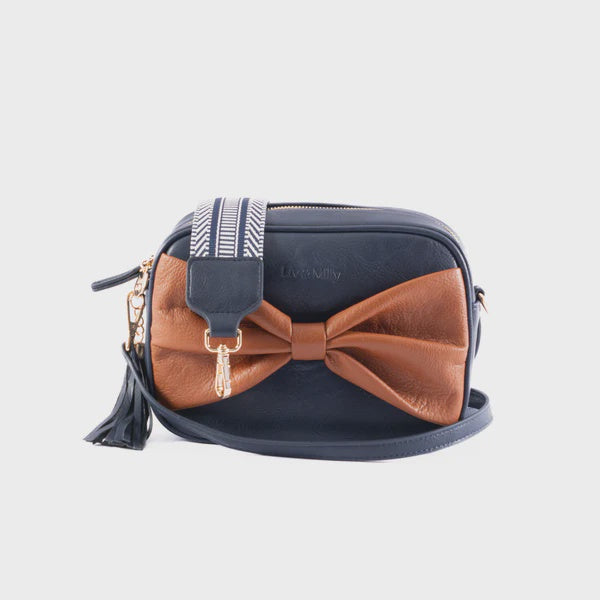 Sally Bow Bag - Navy/Tan