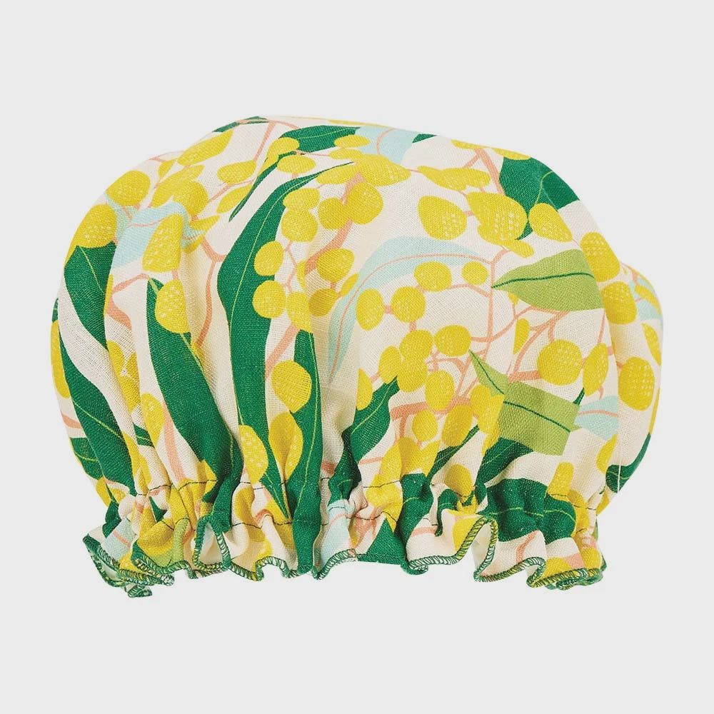 Linen Cotton Shower Cap - Golden Wattle