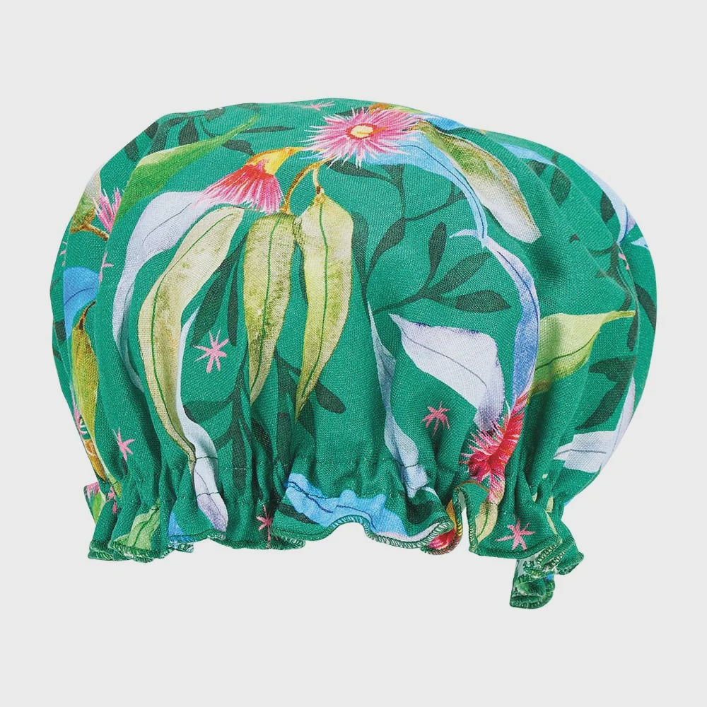 Linen Cotton Shower Cap - Gum Blossom
