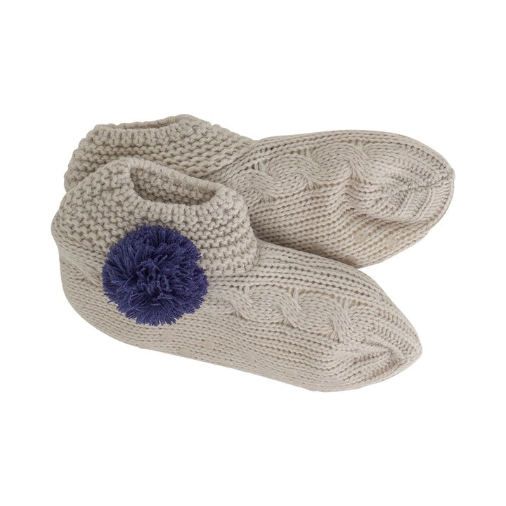 Slouchy Slippers - Grey & Navy