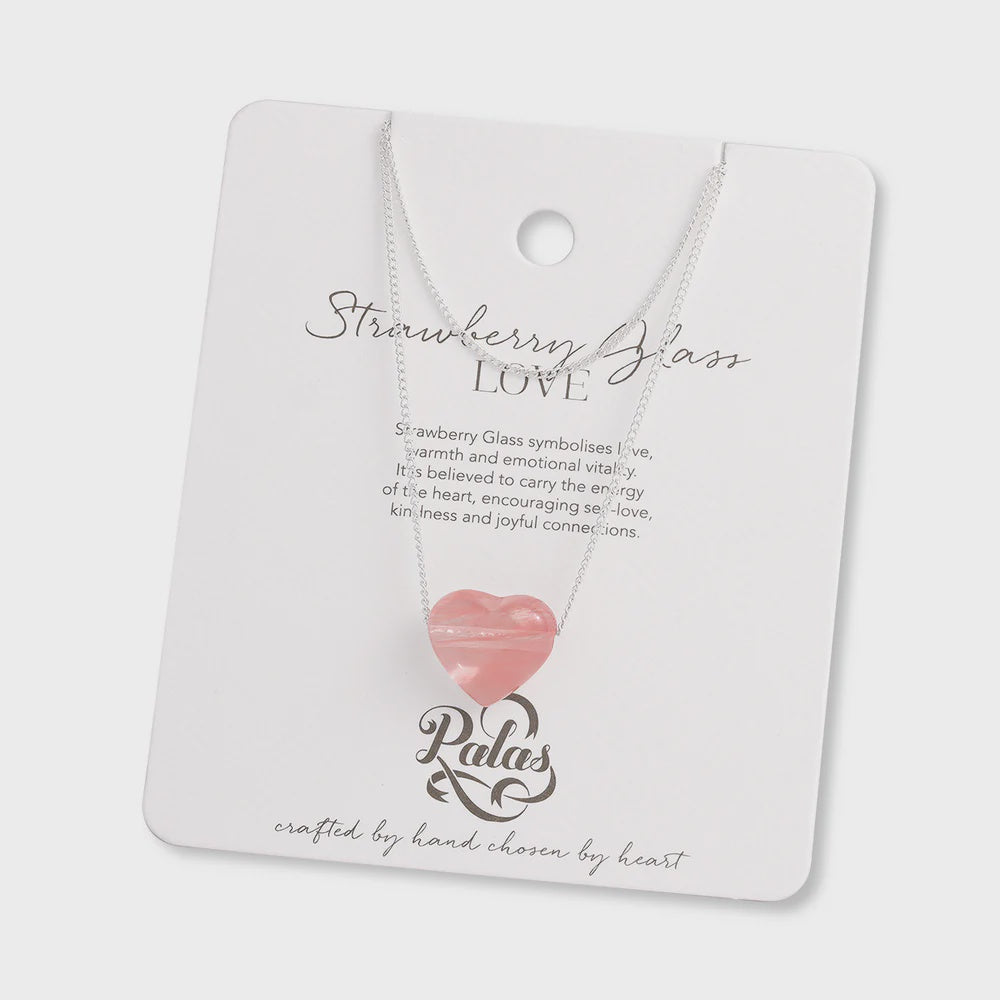 Strawberry Glass ‘self-love’ heartstone necklace
