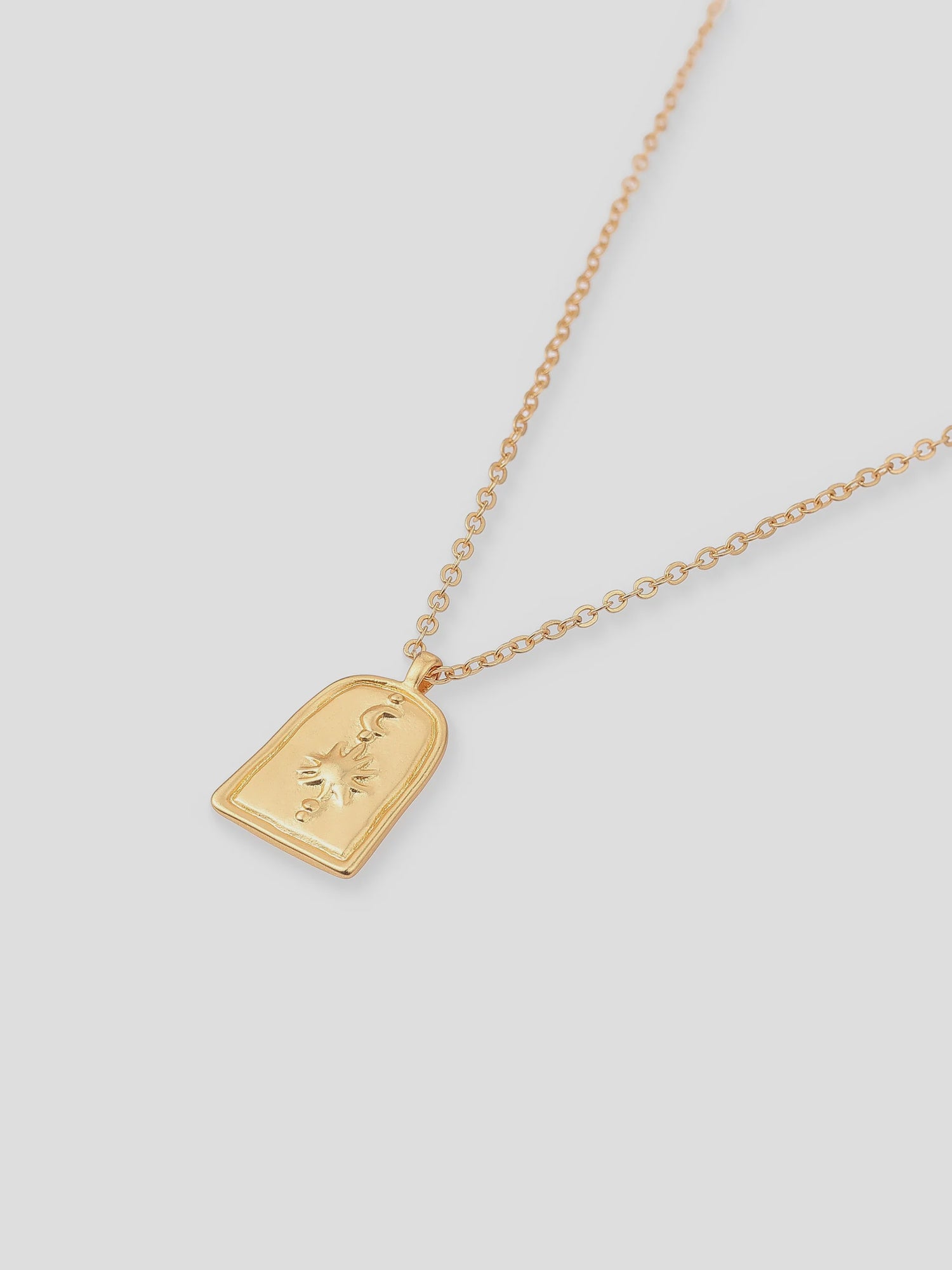 Sun Charm Matte 18K Gold Plated Necklace