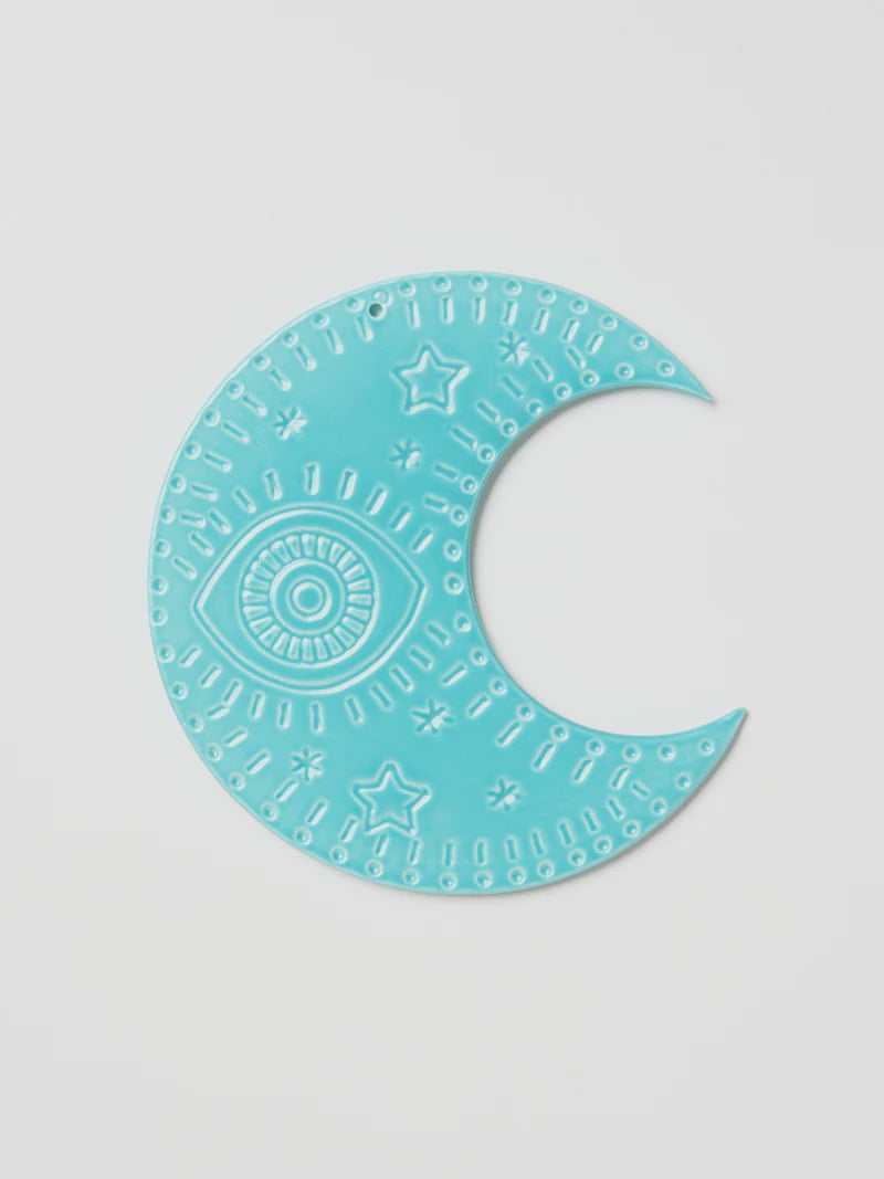 Talisman Moon Ceramic Wall Art - Aqua