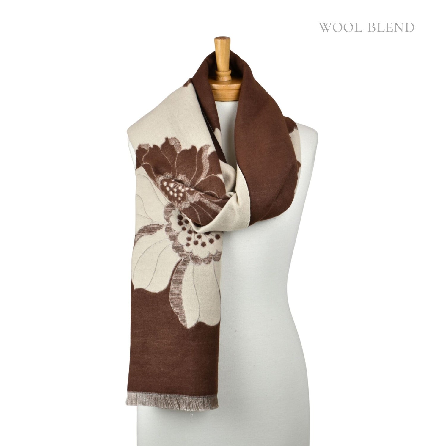 Reversible Floral Scarf - Brown