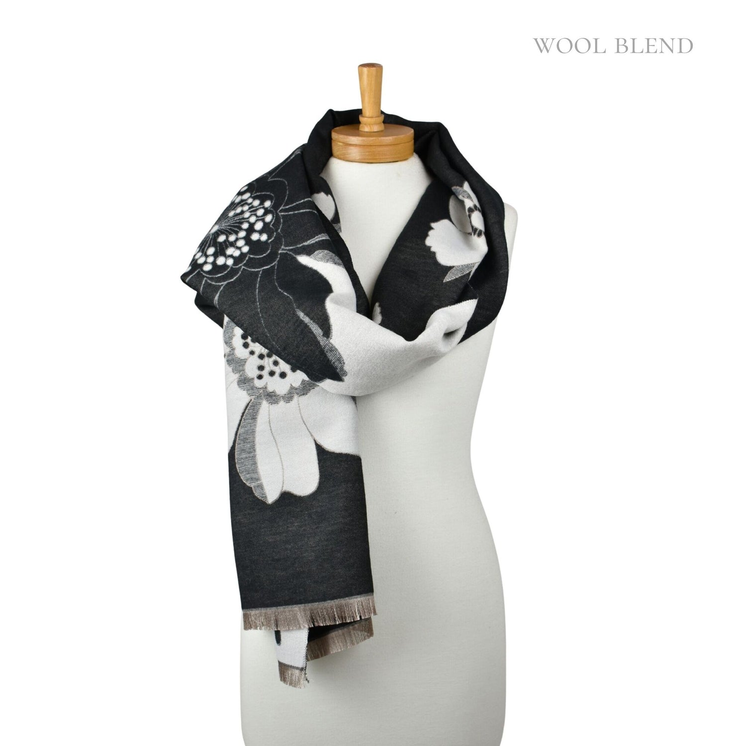 Reversible Floral Scarf - Black