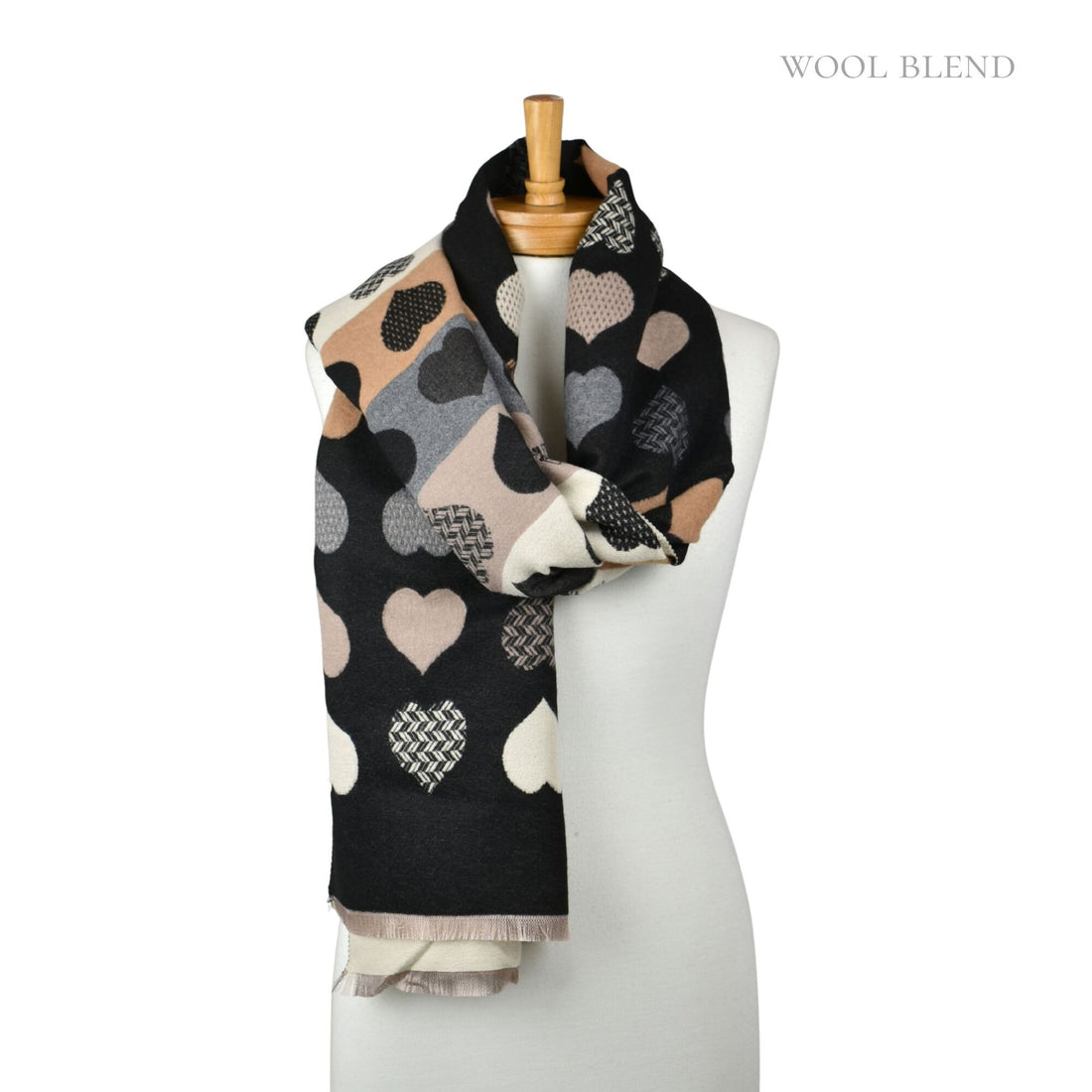 Reversible Block SweetHearts Scarf - Black