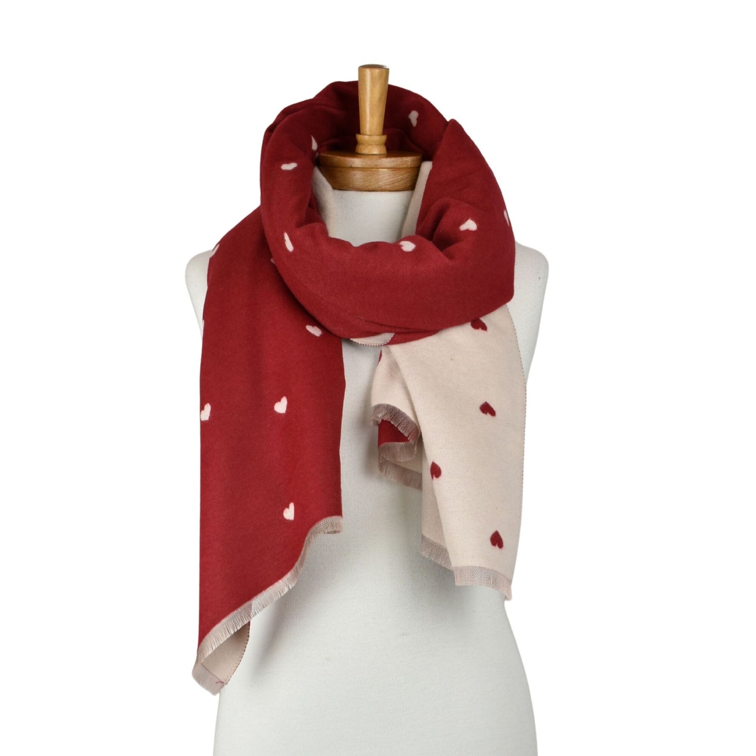 Reversible Petite Hearts Scarf - Red