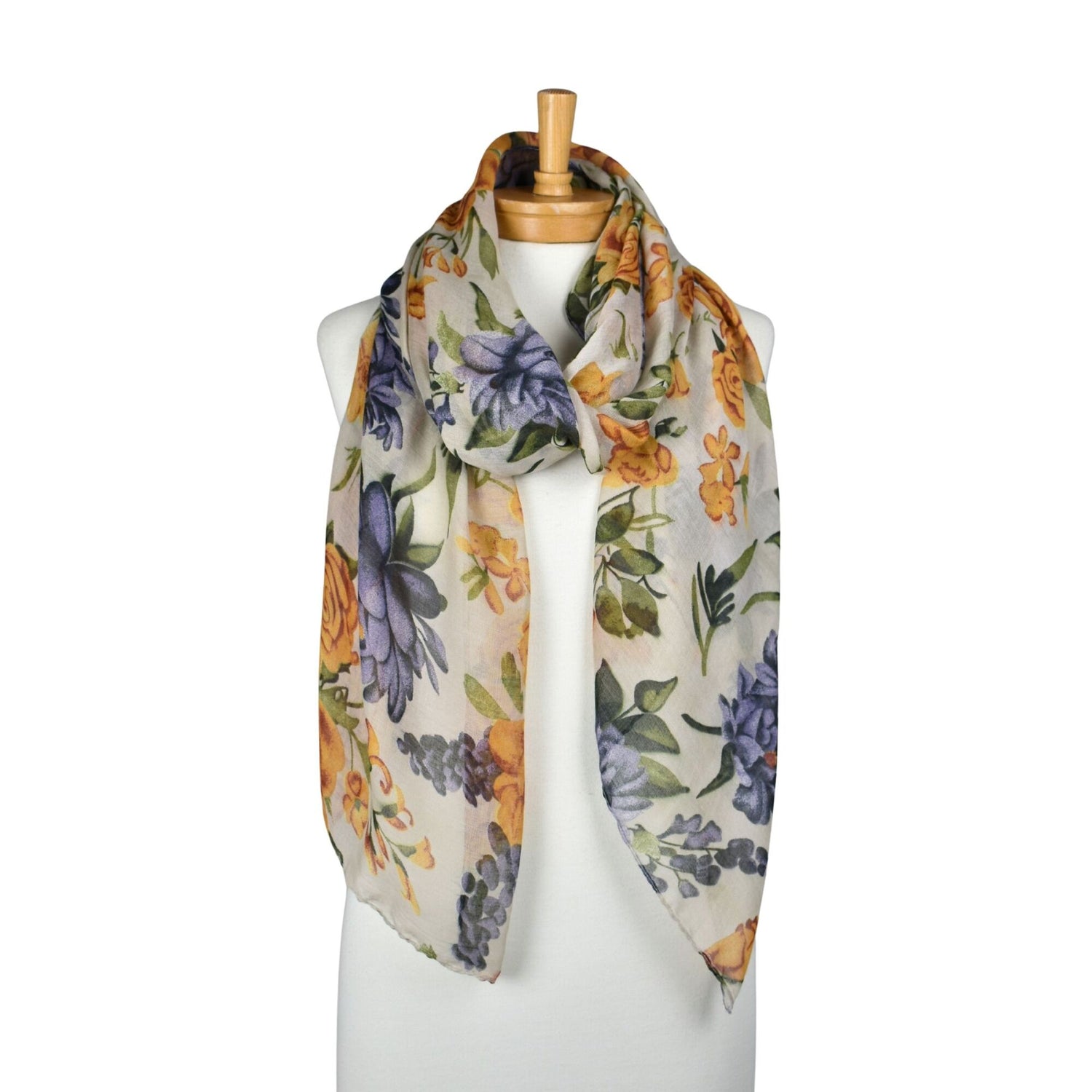 Peony Rose Garden Scarf - Milk White