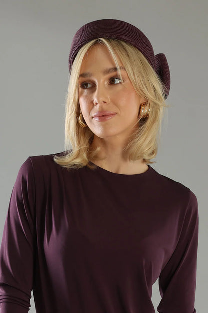 Tara Racewear Pillbox Hat in Dark Cherry Red