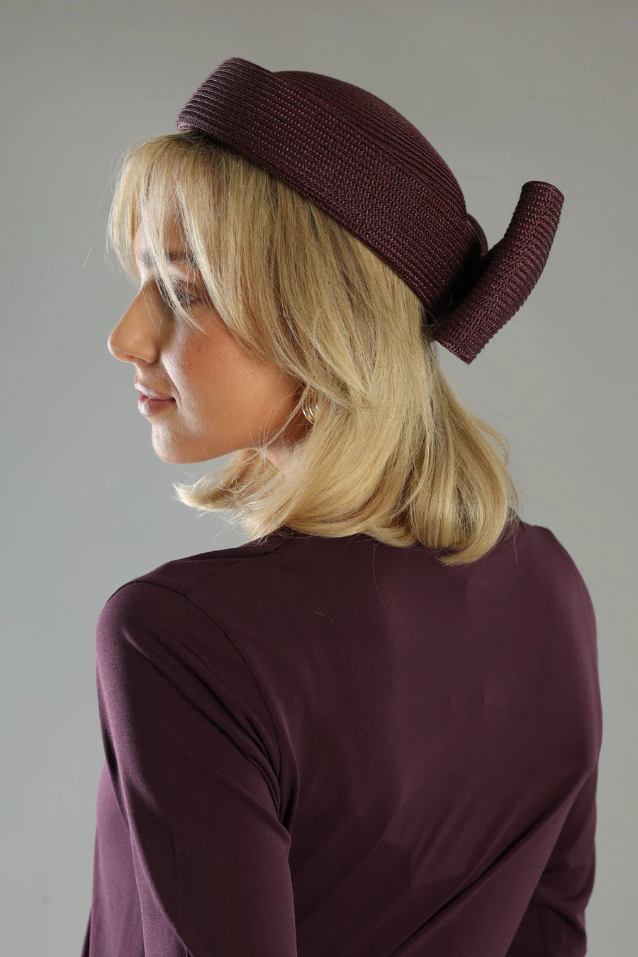 Tara Racewear Pillbox Hat in Dark Cherry Red