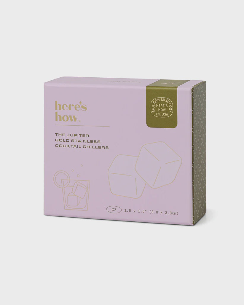 Ruby Cubes - Cocktail Chillers - Stainless Gold Set of 4