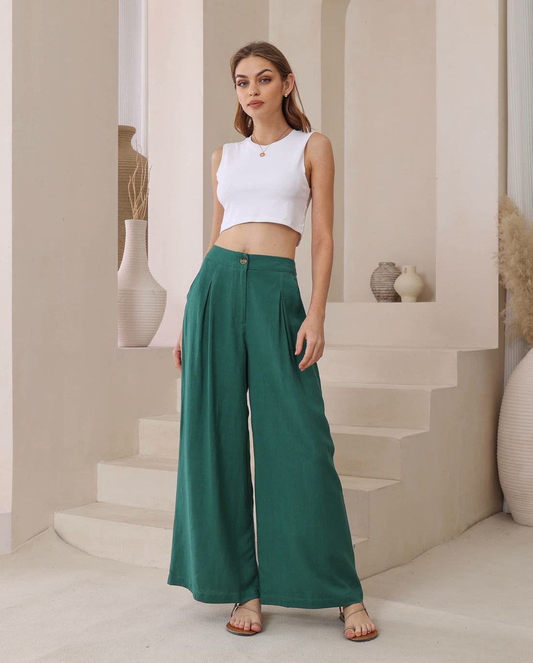 Green Linen Pant