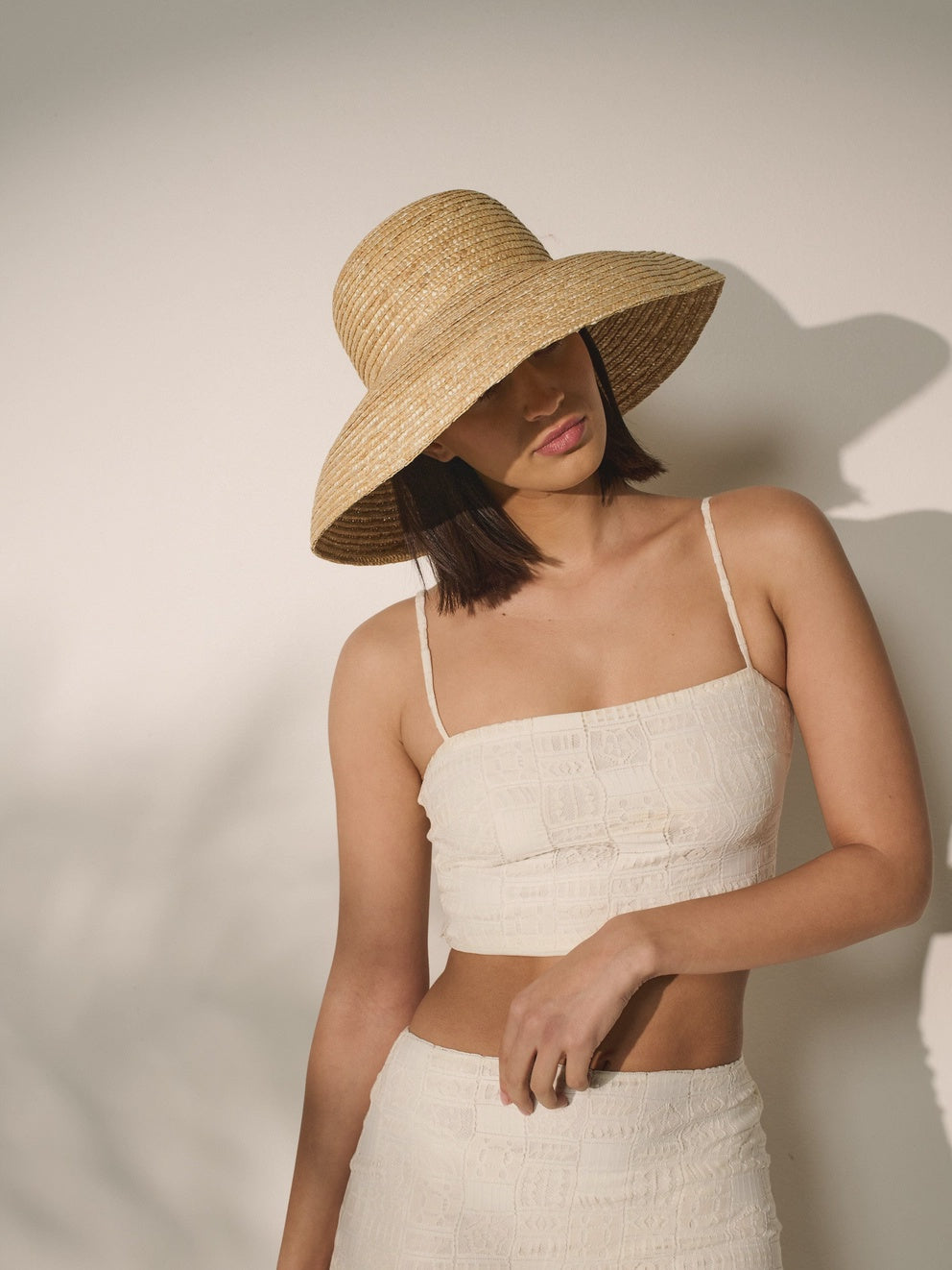 Wide Brim Straw Bucket Hat