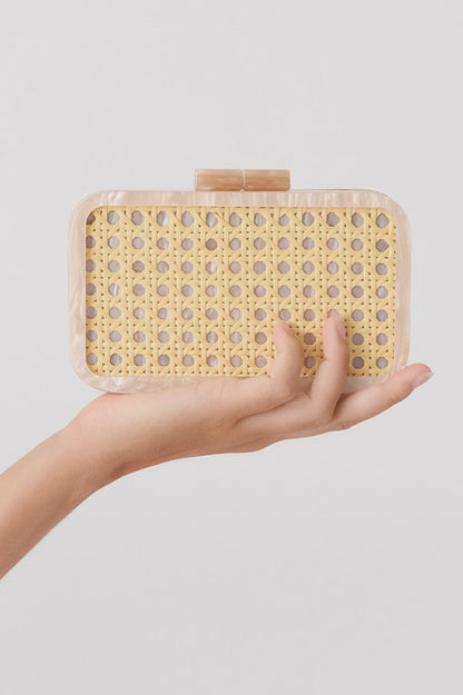 Aggie Weave &amp; Resin Structured Clutch