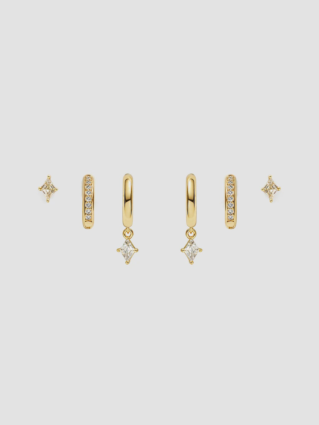 Amber Gold Stacker Earring Set