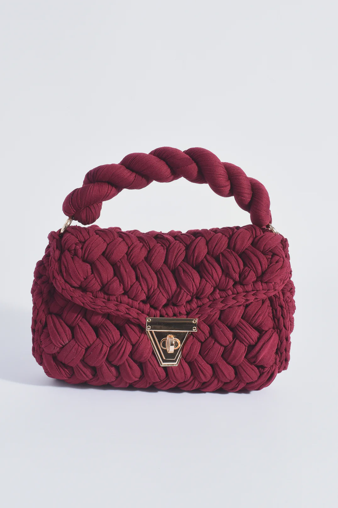 Annabel Chunky Plaited Handbag - Burgundy