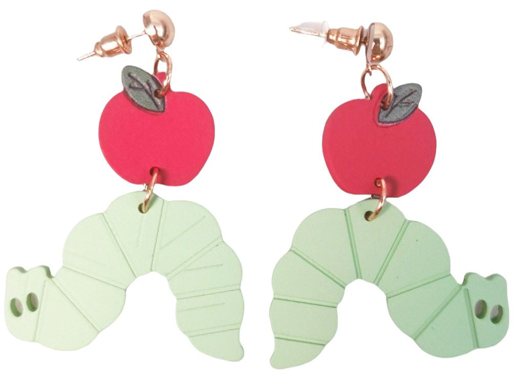Apple &amp; Caterpillar Earrings