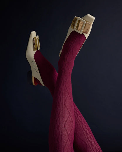 Aran Cashmere Blend Tights - Claret