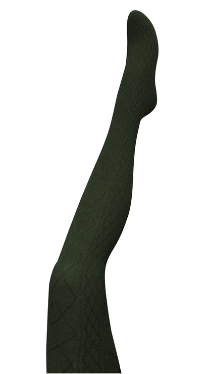 Aran Cashmere Blend Tights - Green