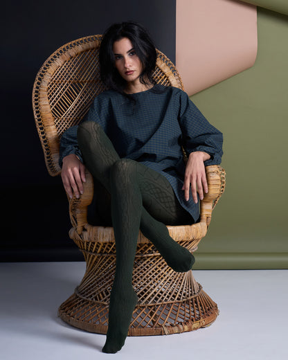 Aran Cashmere Blend Tights - Green