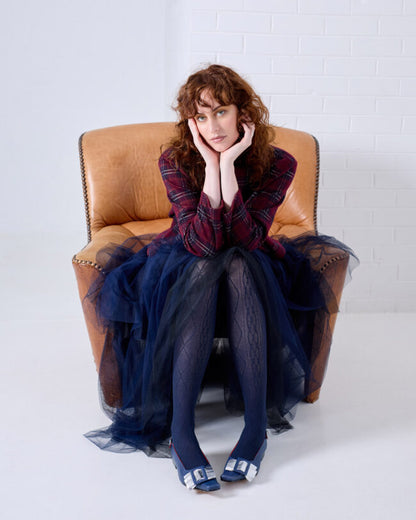 Aran Cashmere Blend Tights - Navy