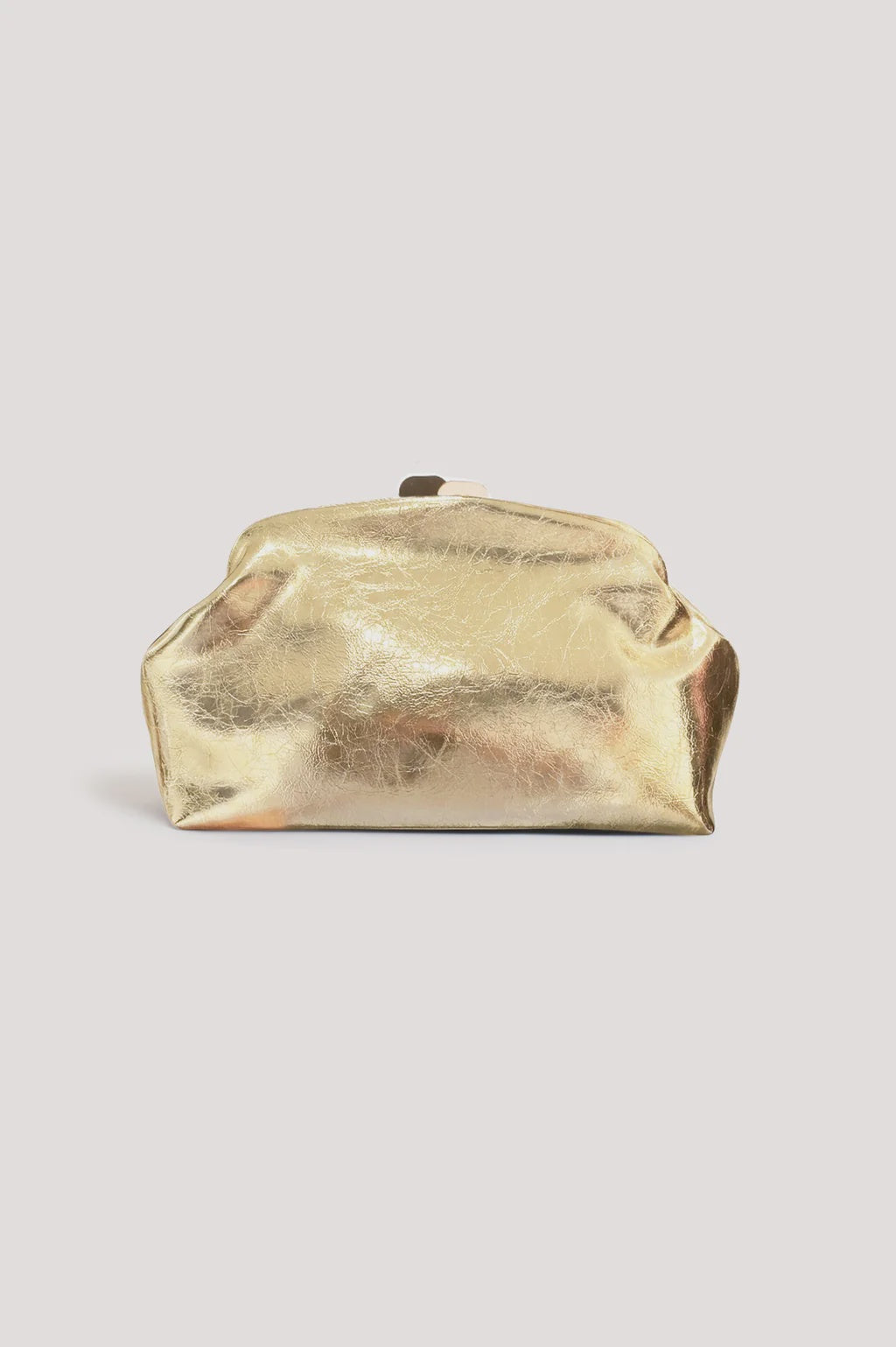 Archer Metallic Clip Top Clutch - Gold
