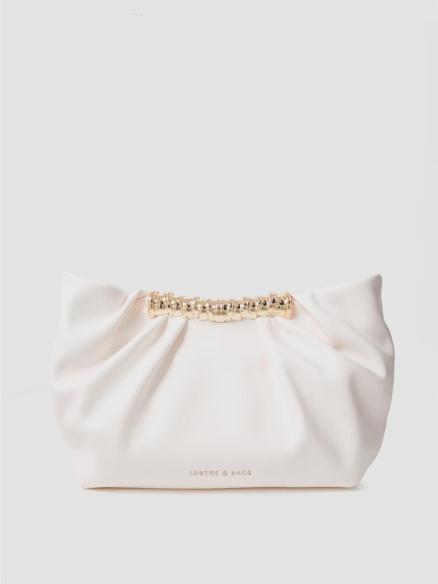 Aura Gathered Clutch Bag in Cream