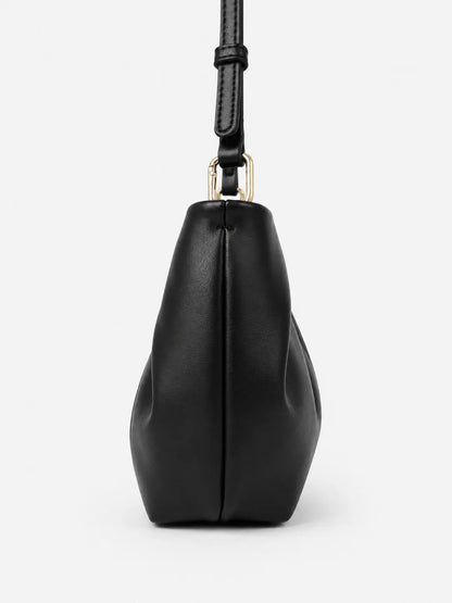 Aura Gathered Clutch Bag in Black