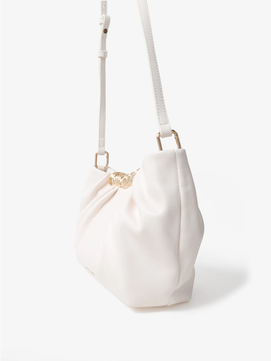 Aura Gathered Clutch Bag in Cream